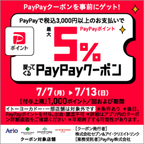 アリオ限定　PayPayクーポン　画像
