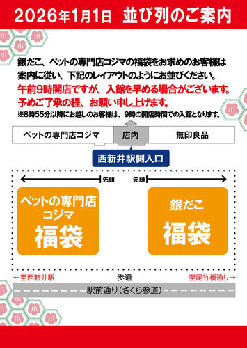 アリオ西新井福袋　並び列ご案内