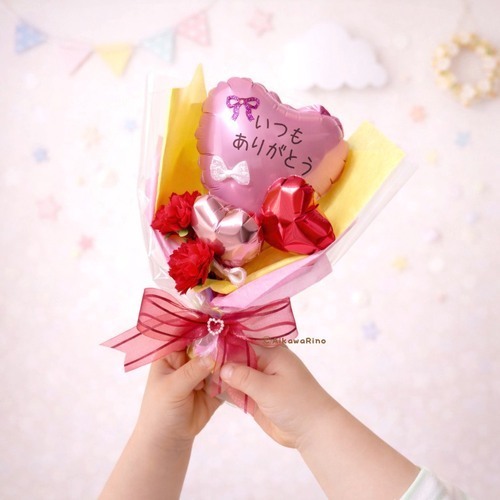 母の日　ワークショップ　ふわふわバルーンブーケ　画像