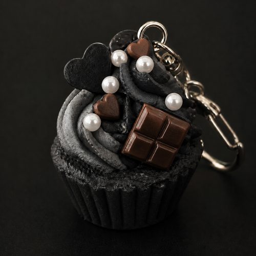 黒いカップケーキキーホルダー